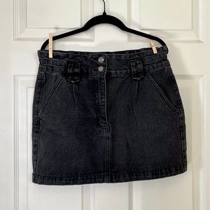 Acid wash black mini skirt